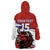 Custom Costa Rica Football Wearable Blanket Hoodie Los Ticos With Bull Mascot - Wonder Print Shop