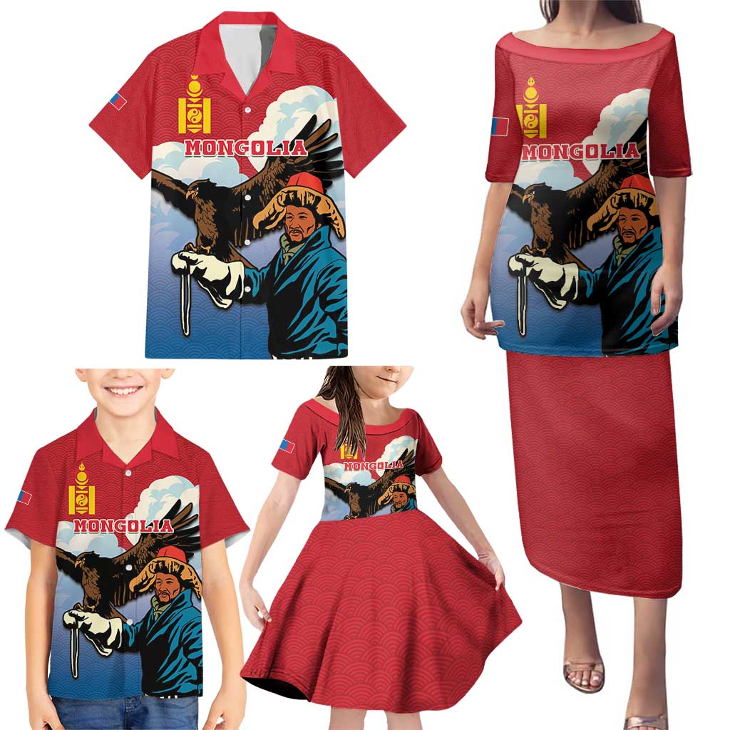 Personalised Mongolia Family Matching Puletasi and Hawaiian Shirt Eagle Hunters - Wonder Print Shop