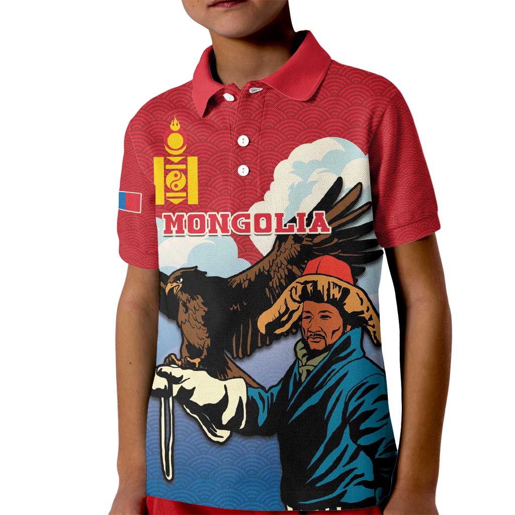 Personalised Mongolia Kid Polo Shirt Eagle Hunters - Wonder Print Shop