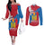 Personalised Mongolia Independence Day Couples Matching Off The Shoulder Long Sleeve Dress and Long Sleeve Button Shirt Coat Of Arms - Mongolia Folk Pattern