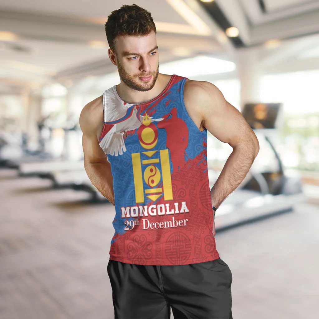 Personalised Mongolia Independence Day Men Tank Top Coat Of Arms - Mongolia Folk Pattern - Wonder Print Shop