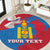 Personalised Mongolia Independence Day Round Carpet Coat Of Arms - Mongolia Folk Pattern