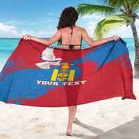Personalized Mongolia independence sarong coat, blue back panel with red eagle and text