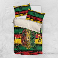 Lion bedding set with cannabis leaf leaf-print duvet and matching pillowcases