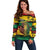 Personalised Rastafarian Lion Off Shoulder Sweater Cannabis Leaf Pattern