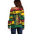 Personalised Rastafarian Lion Off Shoulder Sweater Cannabis Leaf Pattern