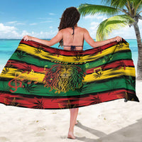 Personalized sarong with rainbow striped lion and leaf pattern, “Your Text” visible