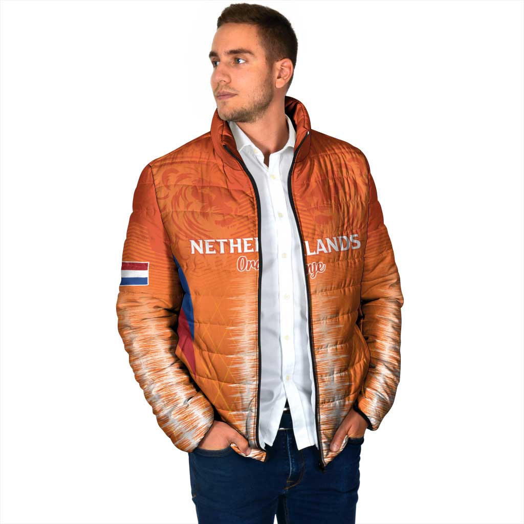 Custom Netherlands Football Padded Jacket Go Champions Oranje - Wonder Print Shop