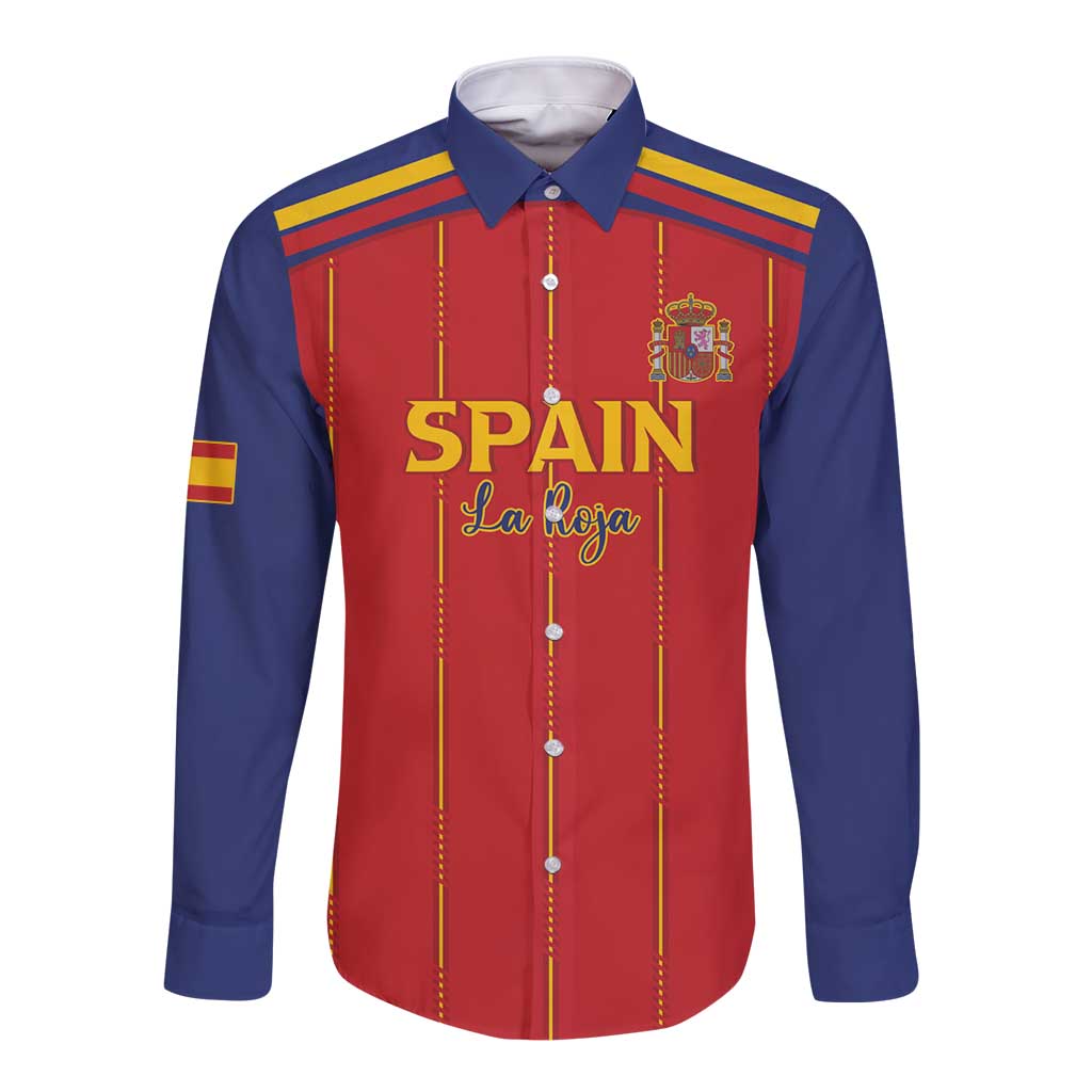 Custom Spain Football 2026 Long Sleeve Button Shirt Go Champions La Roja - Wonder Print Shop