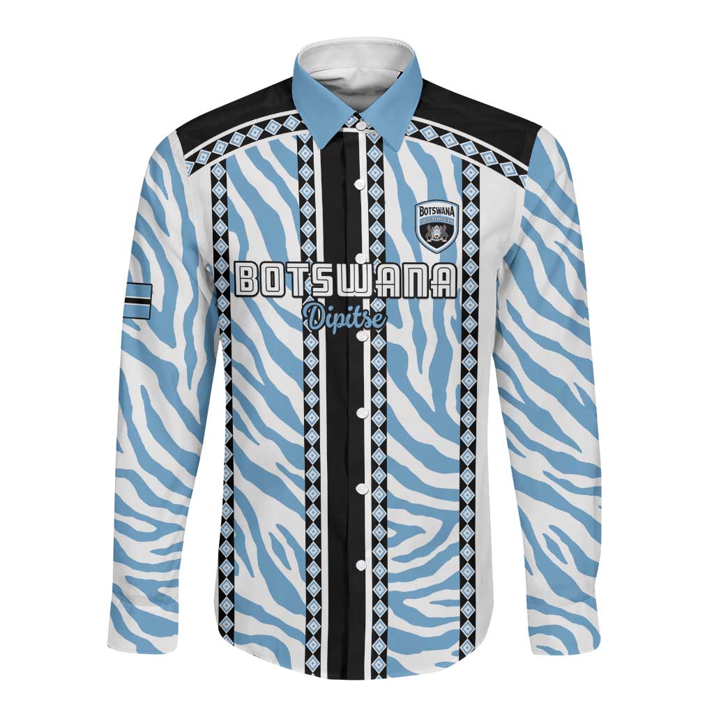 Custom Botswana Football Long Sleeve Button Shirt Botswana Rising Again - Black - Wonder Print Shop