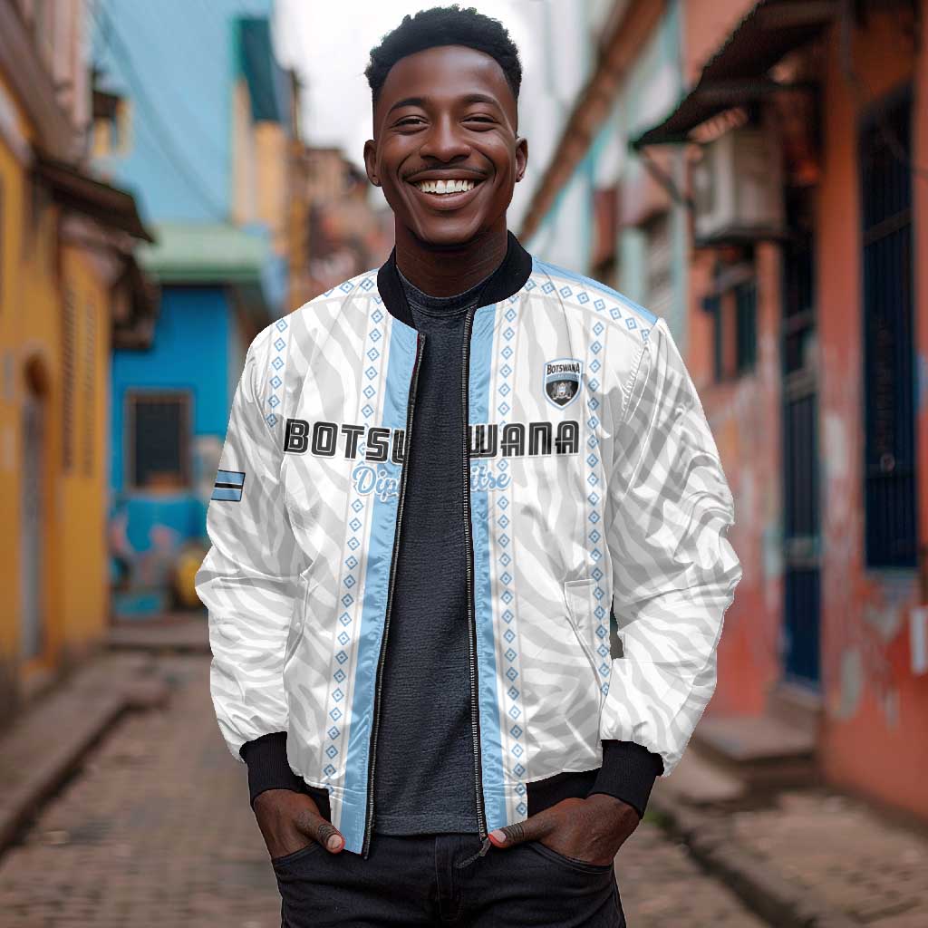 Custom Botswana Football Bomber Jacket Botswana Rising Again - Blue - Wonder Print Shop