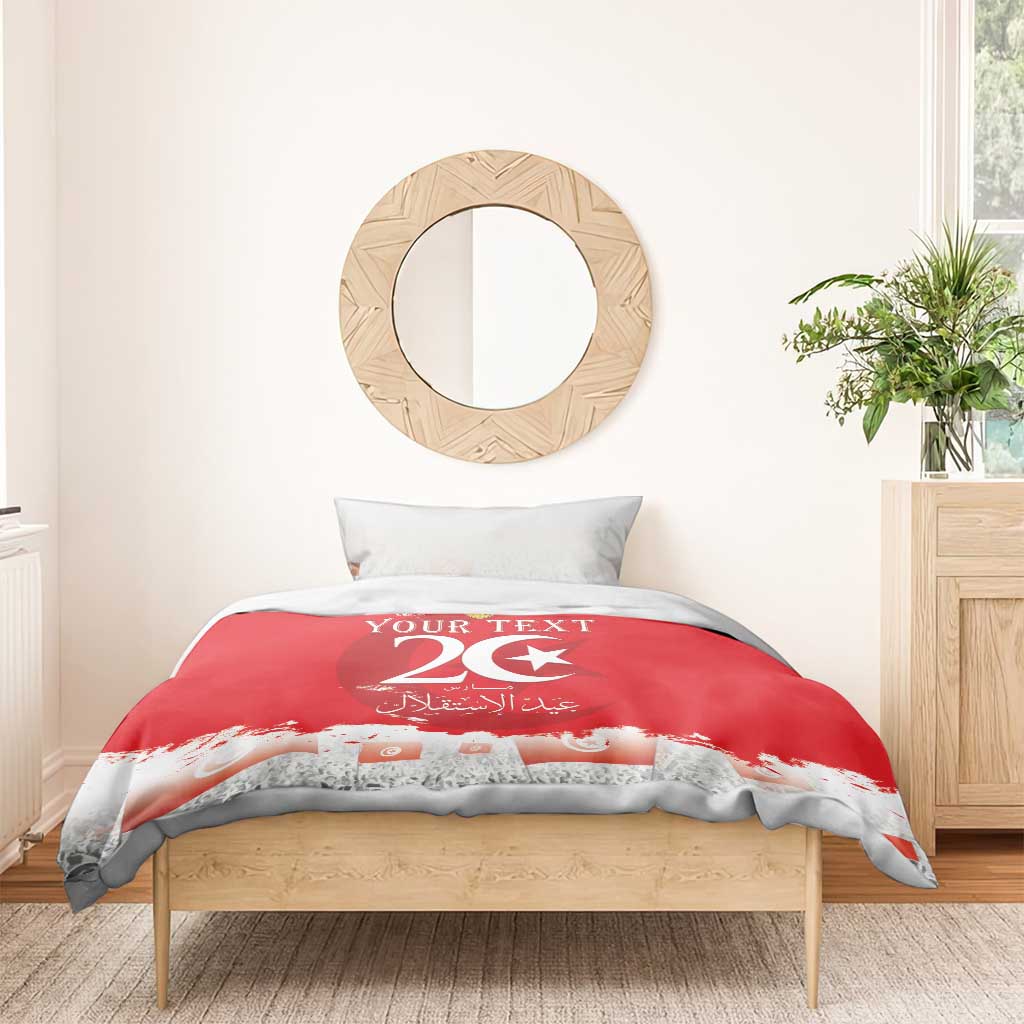 Personalised Tunisia Independence Day Bedding Set 69th Anniversary - Flag Map