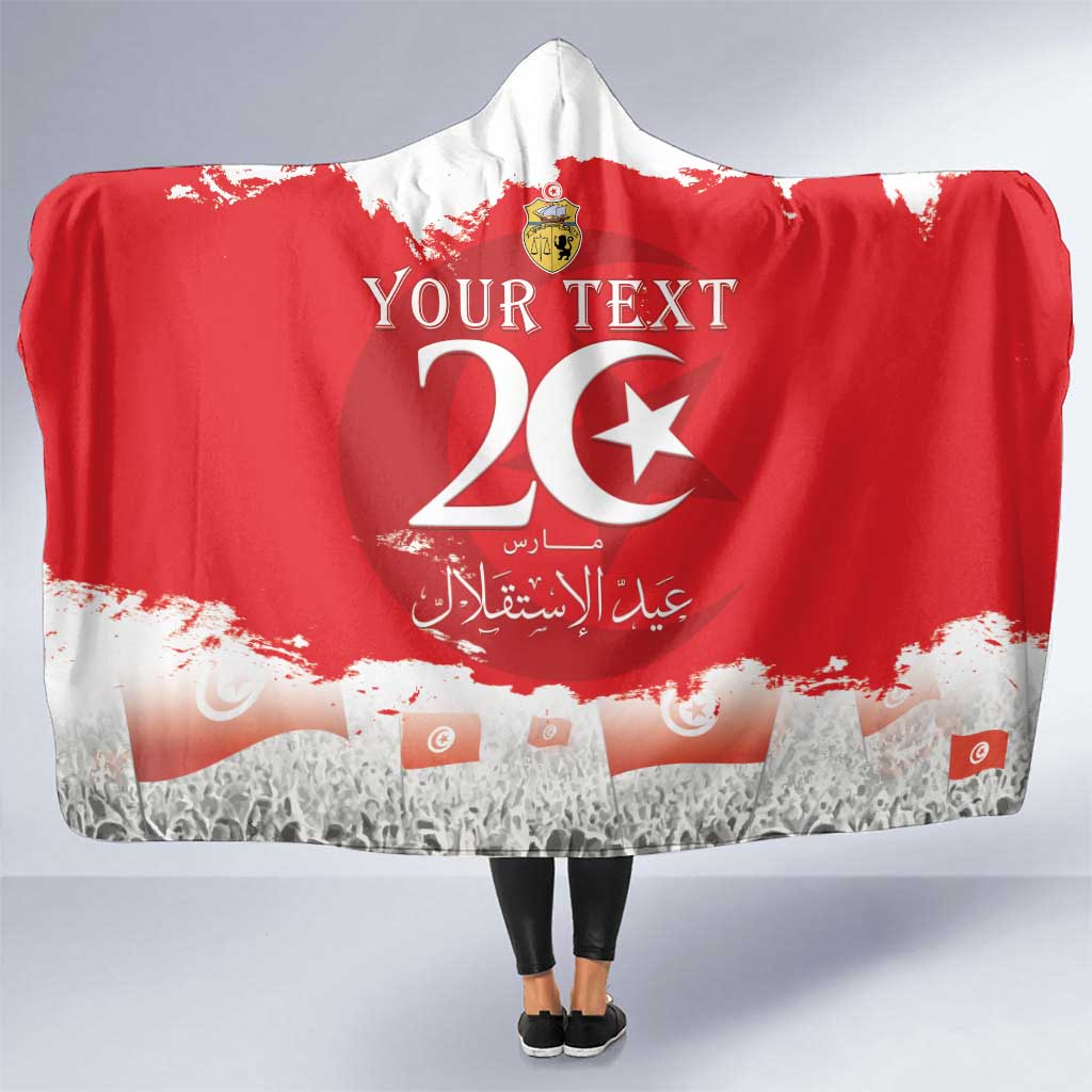 Personalised Tunisia Independence Day Hooded Blanket 69th Anniversary - Flag Map