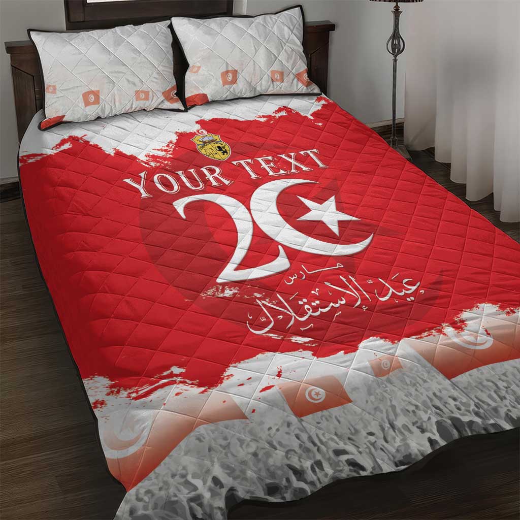 Personalised Tunisia Independence Day Quilt Bed Set 69th Anniversary - Flag Map