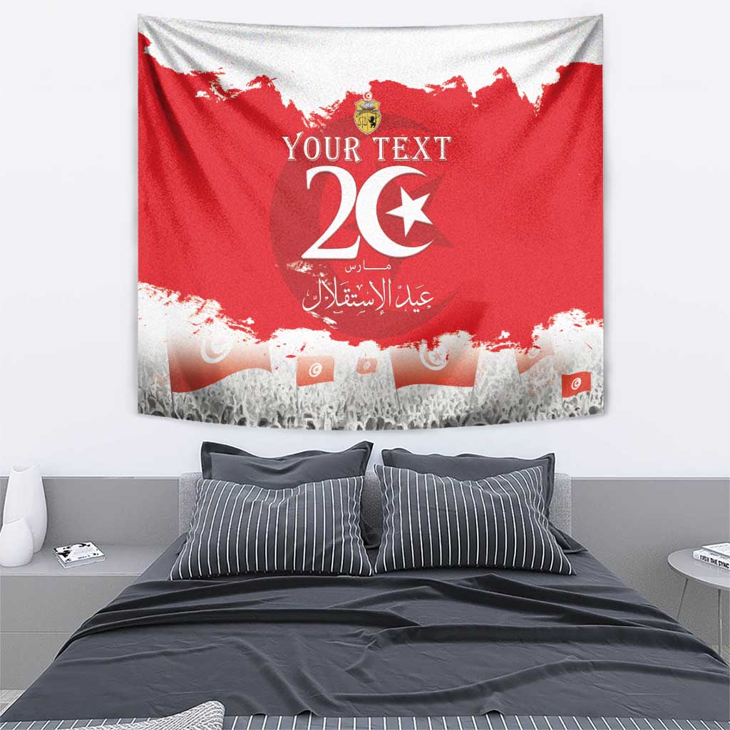 Personalised Tunisia Independence Day Tapestry 69th Anniversary - Flag Map