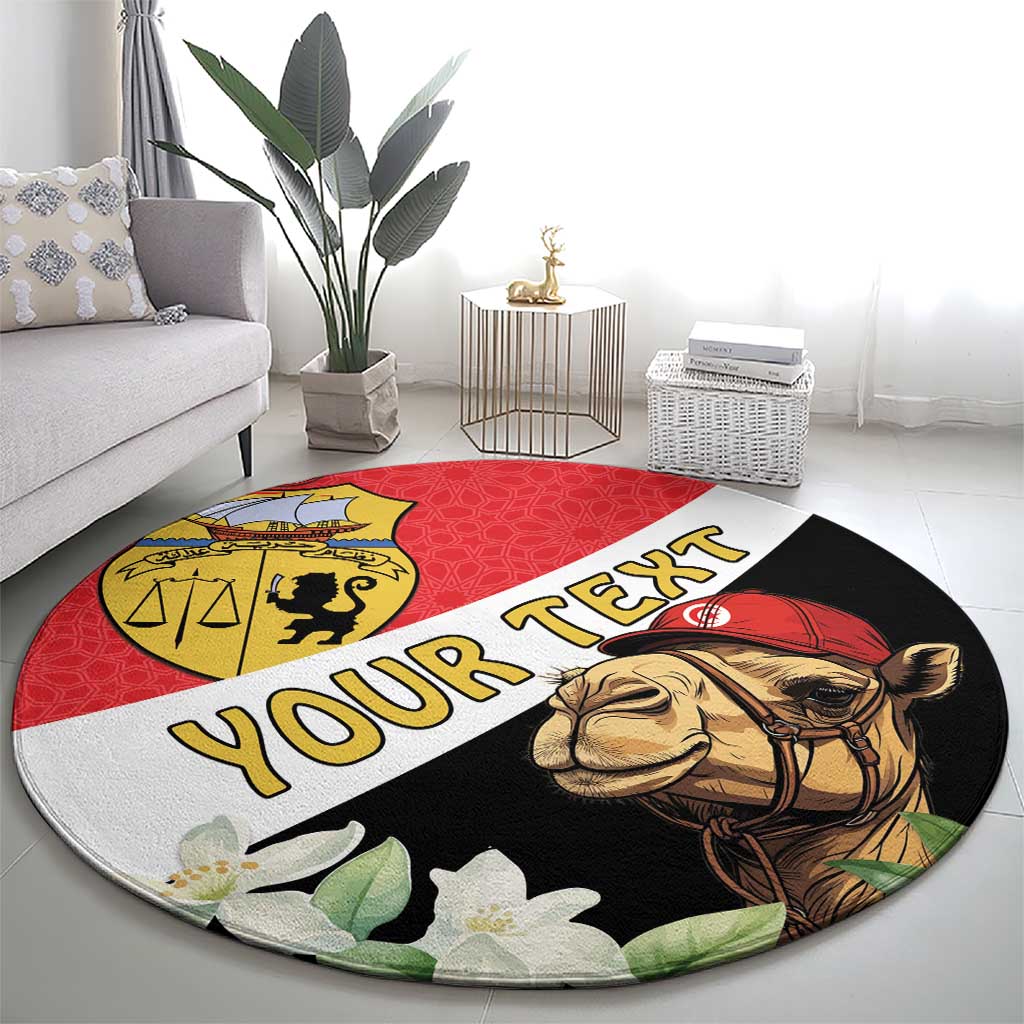 Personalised Tunisia Round Carpet Camelus Dromedarius With Jasmine