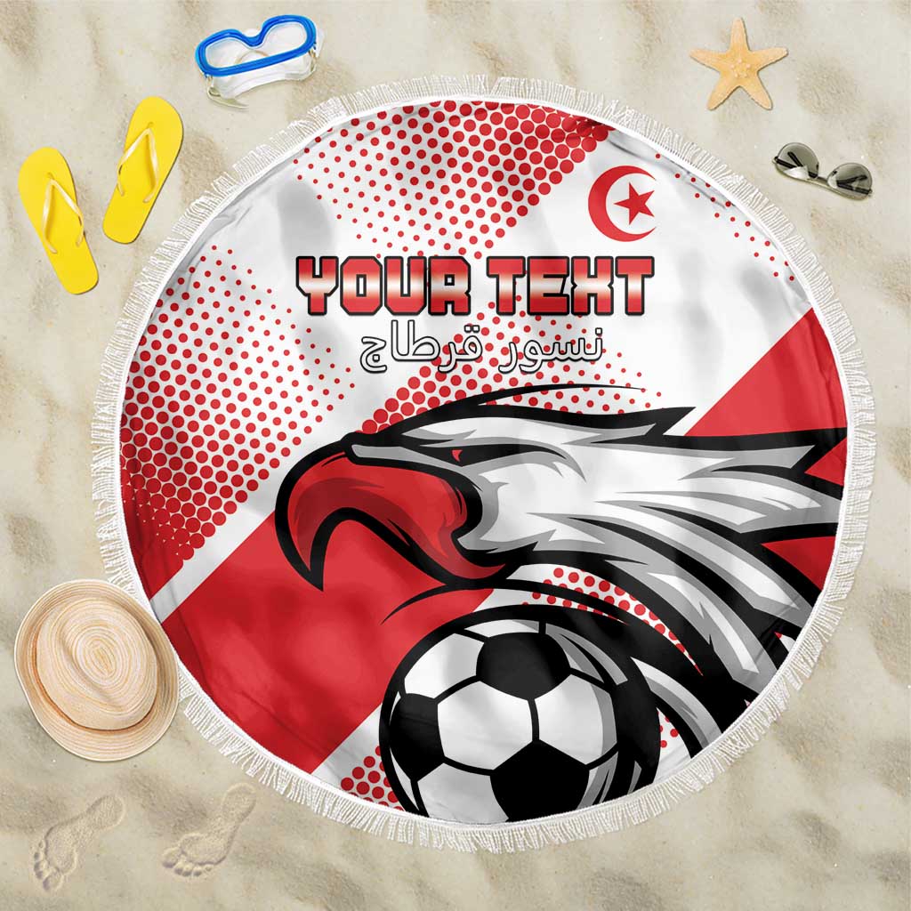 Custom Tunisia Football Beach Blanket Eagle Mascot - Sporty Style