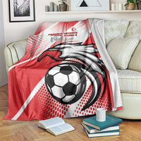 Tunisia football blanket with red and white eagle mascot and soccer ball print