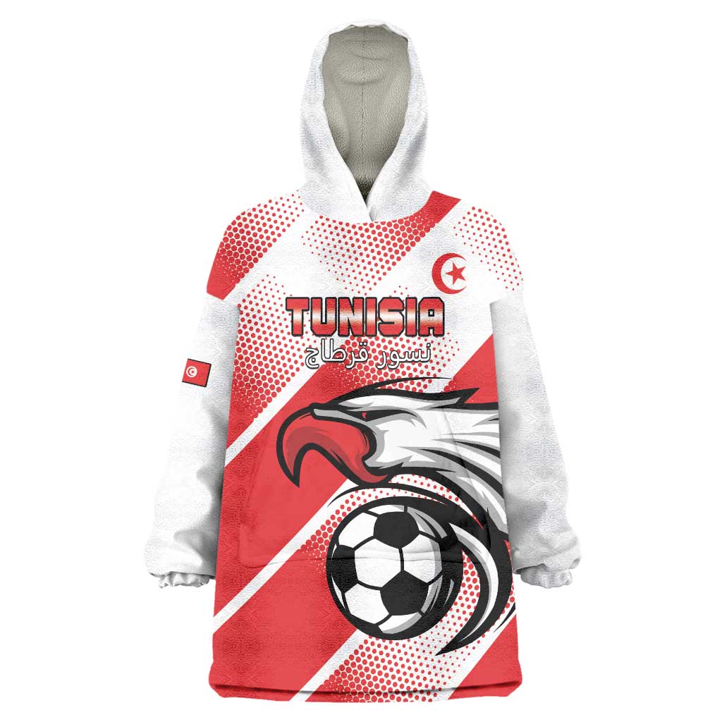 Custom Tunisia Football Wearable Blanket Hoodie Eagle Mascot - Sporty Style - Wonder Print Shop