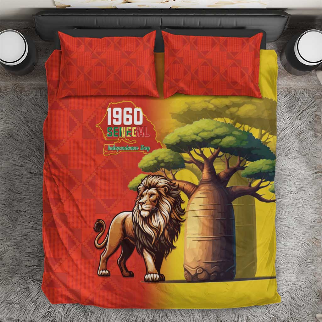 Senegal Independence Day Bedding Set Lion With Baobab