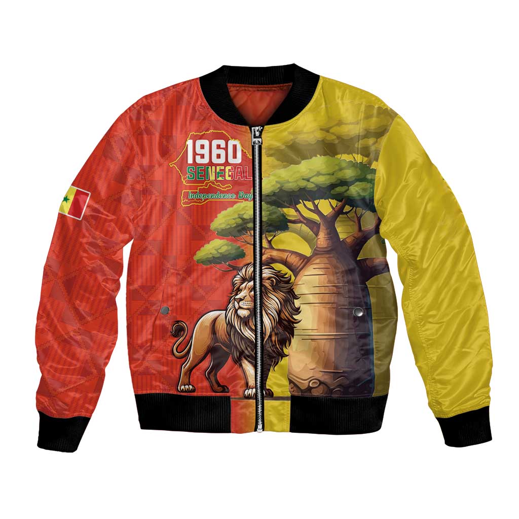 Senegal Independence Day Bomber Jacket Lion With Baobab