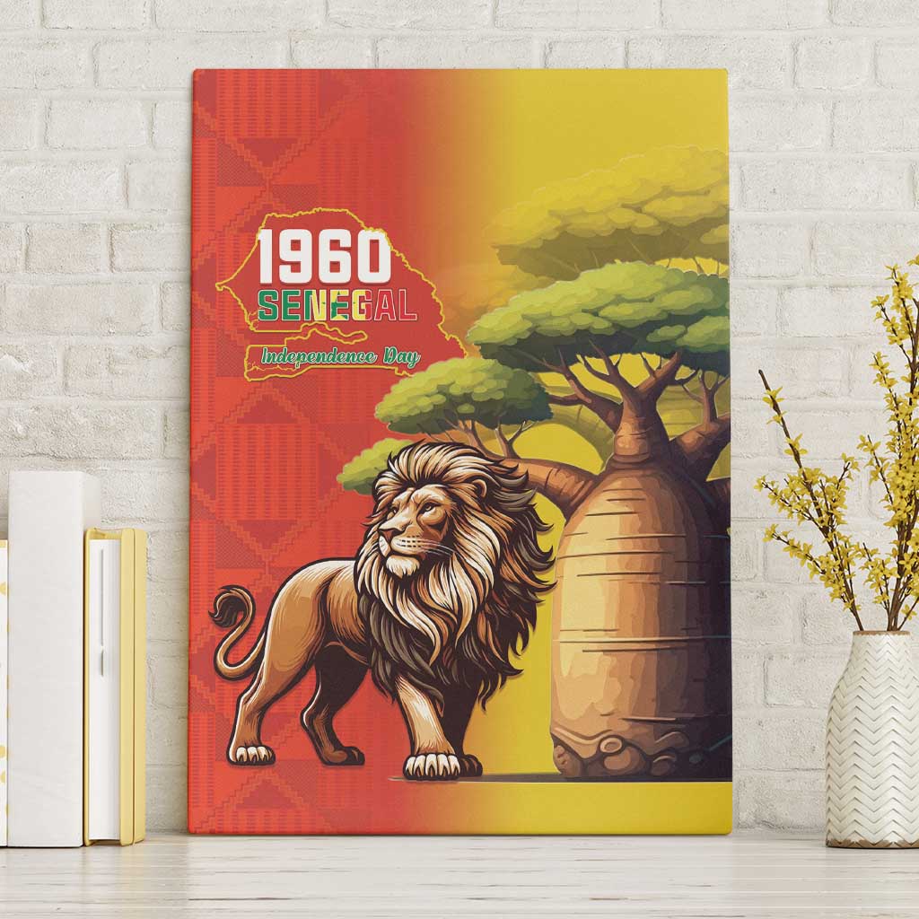 Senegal Independence Day Canvas Wall Art Lion With Baobab