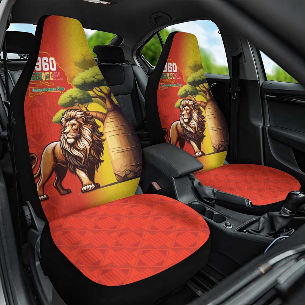 Senegal Independence Day Car Seat Cover Lion With Baobab