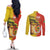 Senegal Independence Day Couples Matching Off The Shoulder Long Sleeve Dress and Long Sleeve Button Shirt Lion With Baobab