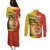 Senegal Independence Day Couples Matching Puletasi and Long Sleeve Button Shirt Lion With Baobab