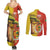 Senegal Independence Day Couples Matching Summer Maxi Dress and Long Sleeve Button Shirt Lion With Baobab