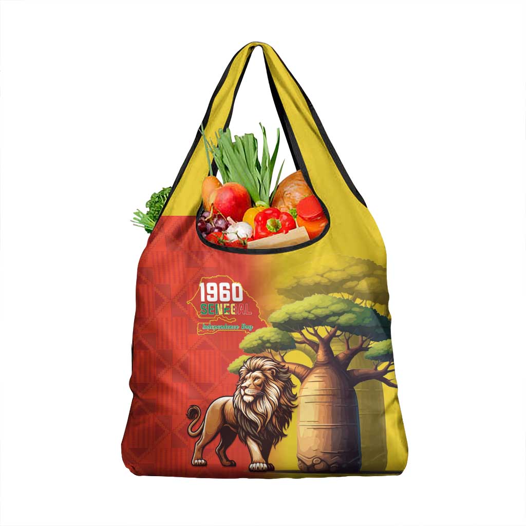 Senegal Independence Day Grocery Bag Lion With Baobab