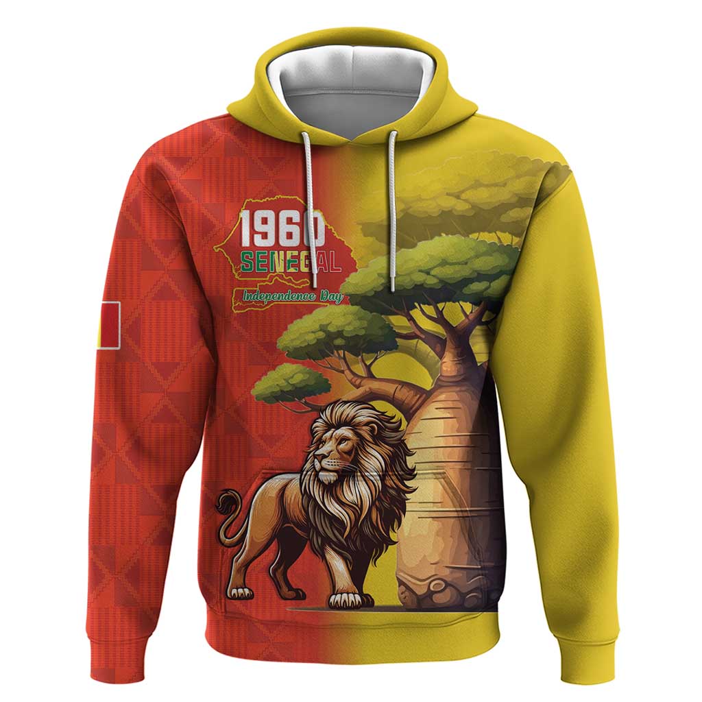 Senegal Independence Day Hoodie Lion With Baobab