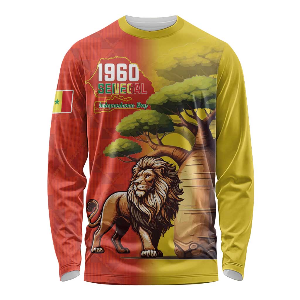 Senegal Independence Day Long Sleeve Shirt Lion With Baobab