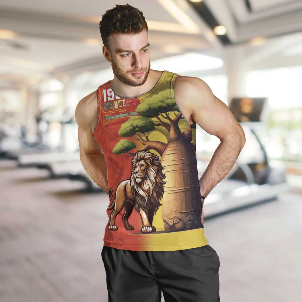 Senegal Independence Day Men Tank Top Lion With Baobab