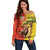 Senegal Independence Day Off Shoulder Sweater Lion With Baobab