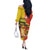 Senegal Independence Day Off The Shoulder Long Sleeve Dress Lion With Baobab