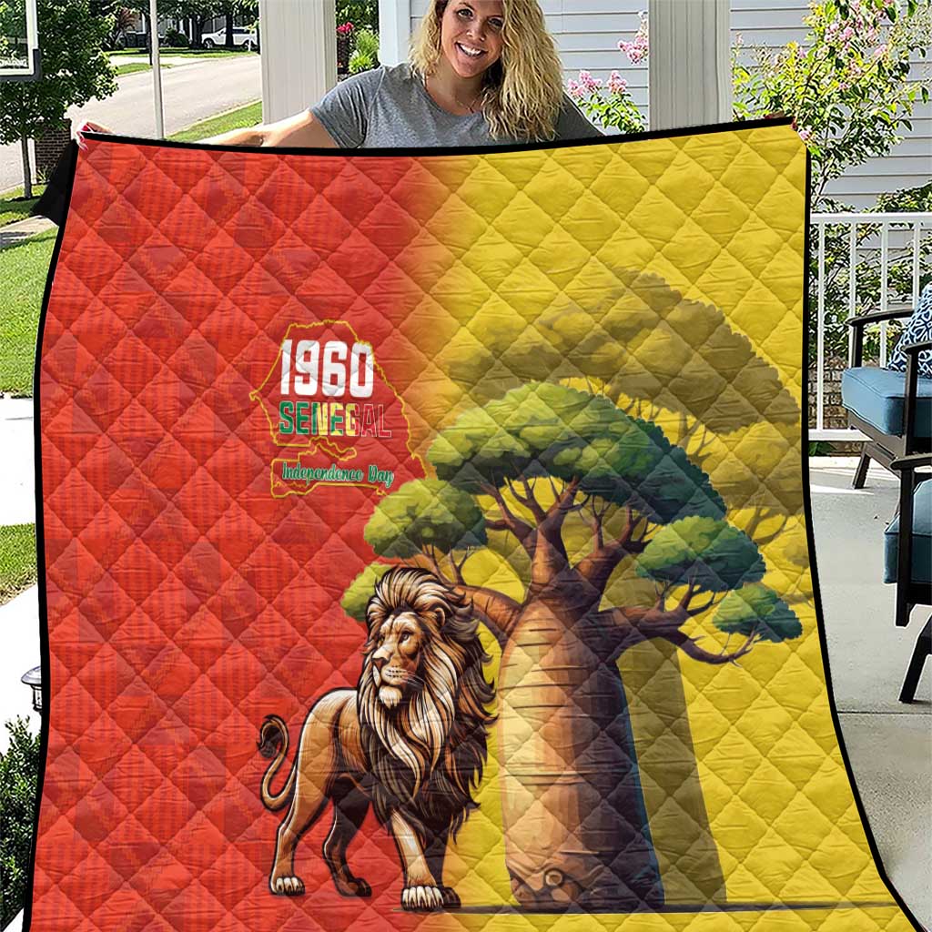 Senegal Independence Day Quilt Lion With Baobab