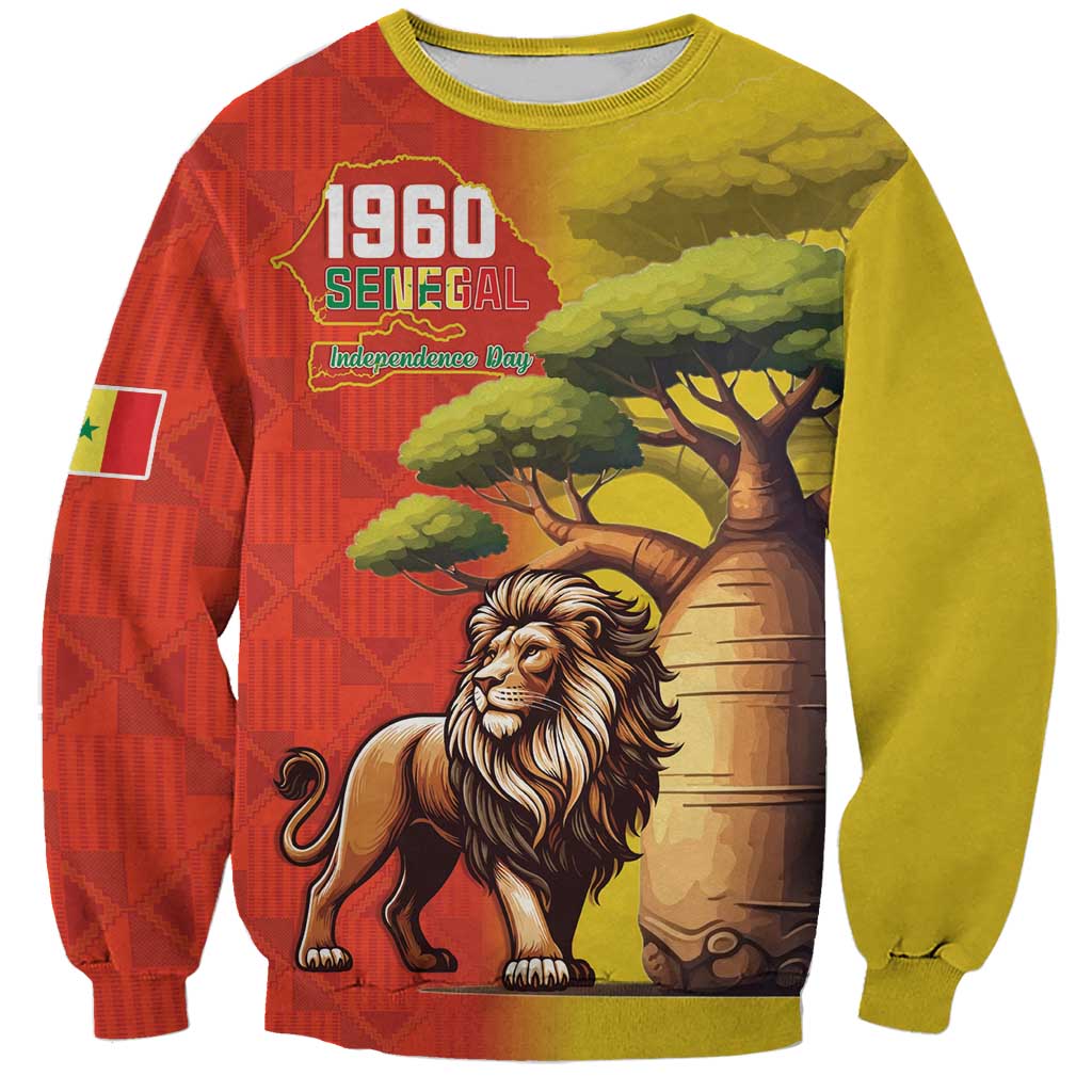 Senegal Independence Day Sweatshirt Lion With Baobab