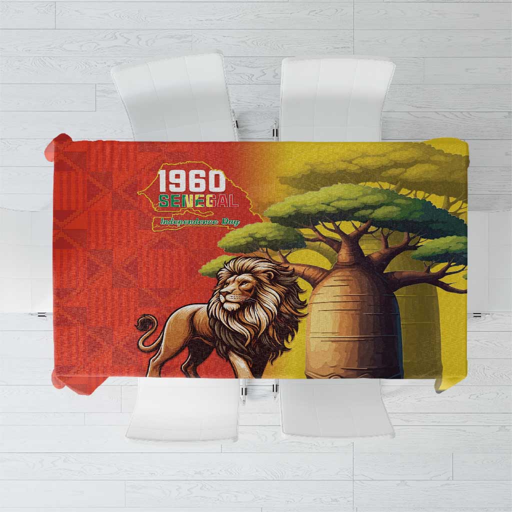 Senegal Independence Day Tablecloth Lion With Baobab