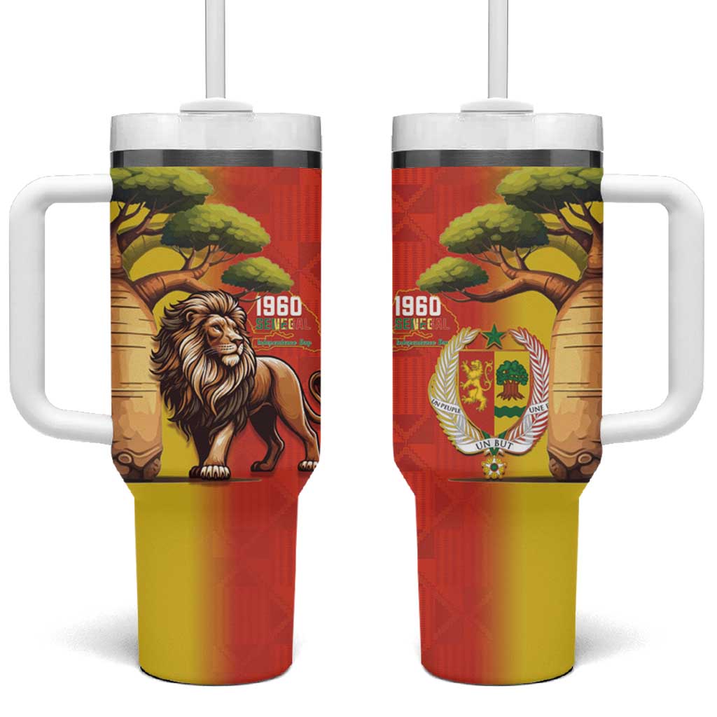 Senegal Independence Day Tumbler With Handle Lion With Baobab