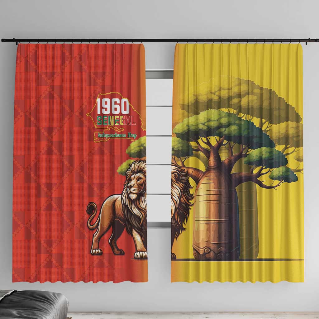 Senegal Independence Day Window Curtain Lion With Baobab - Wonder Print Shop