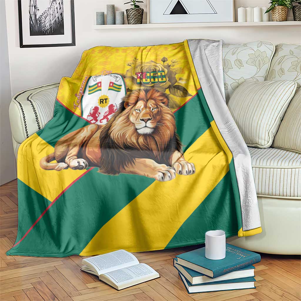 Togo Independence Day Blanket Lion With Coat Of Arms Kente Pattern