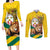 Togo Independence Day Couples Matching Long Sleeve Bodycon Dress and Long Sleeve Button Shirt Lion With Coat Of Arms Kente Pattern