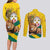 Togo Independence Day Couples Matching Long Sleeve Bodycon Dress and Long Sleeve Button Shirt Lion With Coat Of Arms Kente Pattern