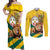 Togo Independence Day Couples Matching Off Shoulder Maxi Dress and Long Sleeve Button Shirt Lion With Coat Of Arms Kente Pattern