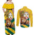 Togo Independence Day Couples Matching Off Shoulder Maxi Dress and Long Sleeve Button Shirt Lion With Coat Of Arms Kente Pattern