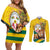 Togo Independence Day Couples Matching Off Shoulder Short Dress and Long Sleeve Button Shirt Lion With Coat Of Arms Kente Pattern