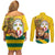 Togo Independence Day Couples Matching Off Shoulder Short Dress and Long Sleeve Button Shirt Lion With Coat Of Arms Kente Pattern