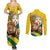 Togo Independence Day Couples Matching Summer Maxi Dress and Long Sleeve Button Shirt Lion With Coat Of Arms Kente Pattern