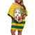 Togo Independence Day Family Matching Off Shoulder Short Dress and Hawaiian Shirt Lion With Coat Of Arms Kente Pattern